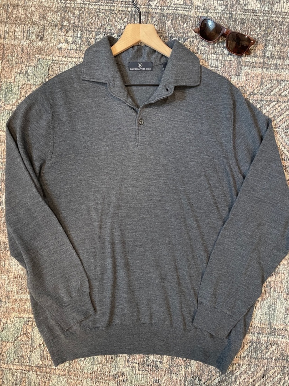 Hart Schaffner Marx 100% Merino Wool Sweater Mens XL Gray Long Sleeve Pullover